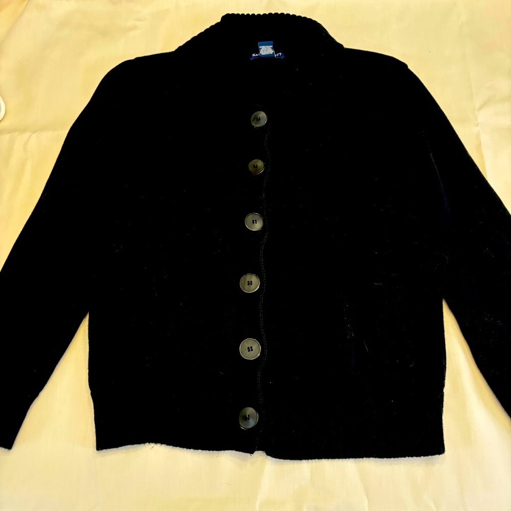 Large black button down cardigan sweater